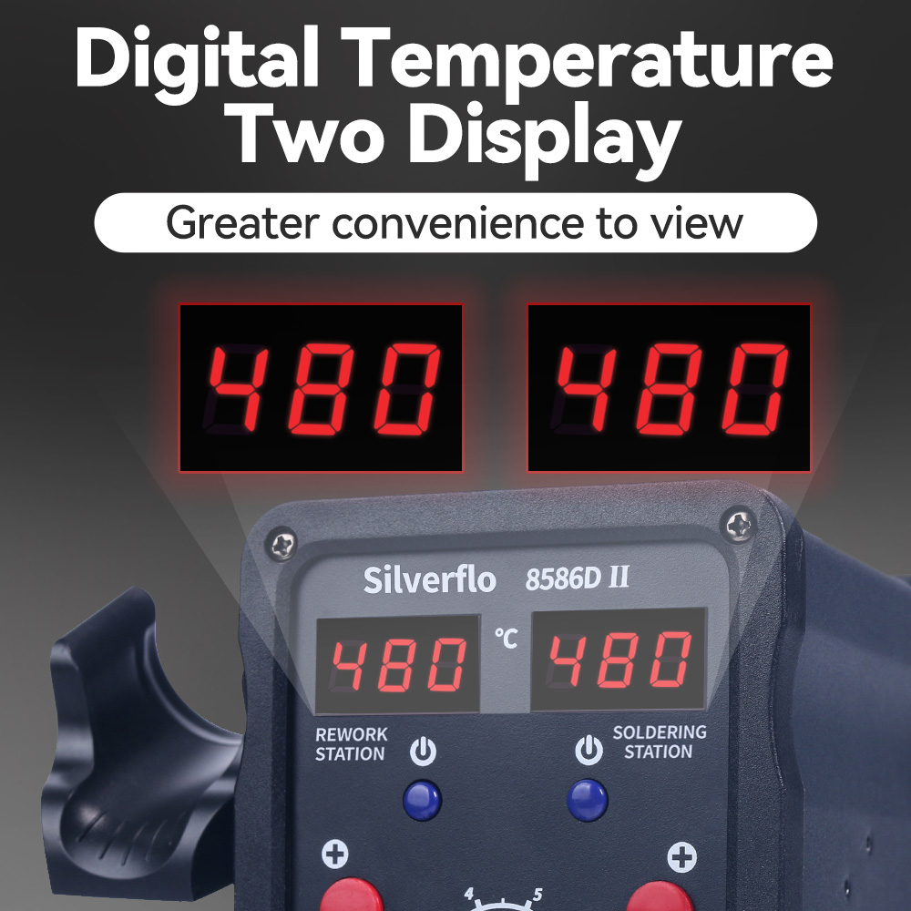 Silverflo stasiun Solder 8586D - T12 Soldering Station Oled ulasan dan harga